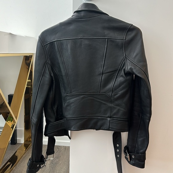 Maje Biker Leather Jacket, black, moto - Picture 4 of 7